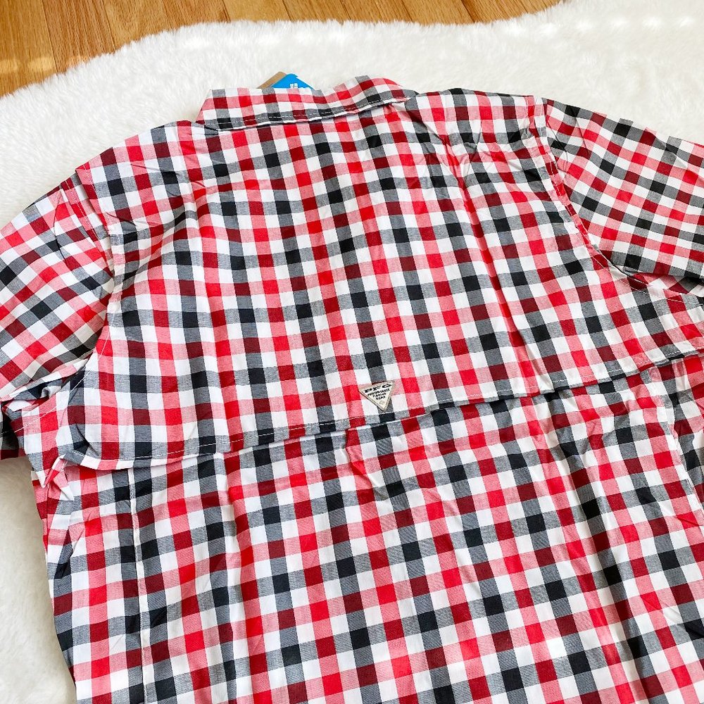 Columbia, Women's PFG Bonehead Short Sleeve Shirts, Red/Black Plaid, Size L / XL - Picture 6 of 12